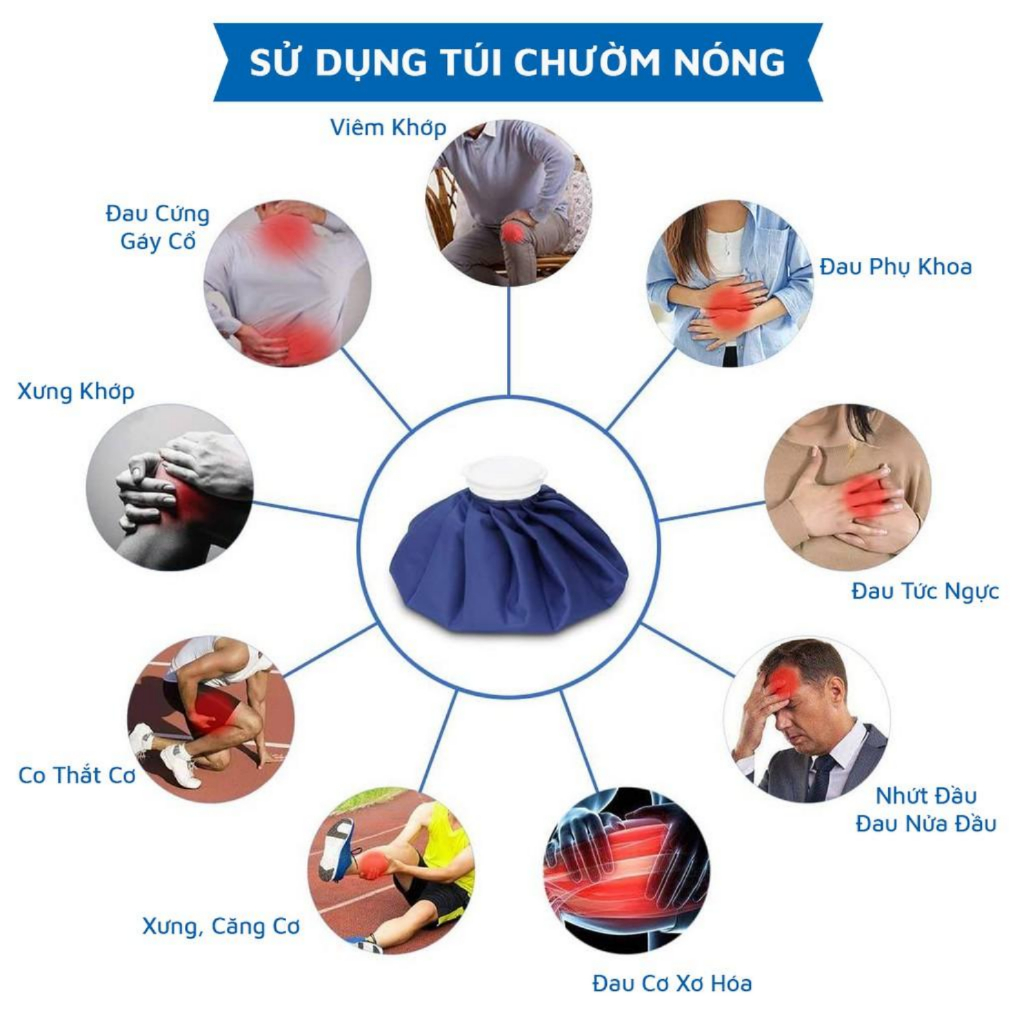 Túi chườm nóng lạnh đa năng QA Happylife 350ml và 550ml giúp giảm đau, hạ sốt an toàn tiện lợi