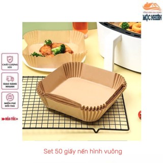 [Hình vuông] Set 50 Giấy nến vuông dùng cho nồi chiên không dầu