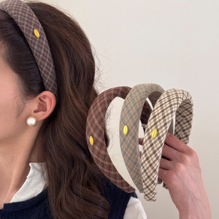 Băng đô kẻ caro cổ điển kiểu Mỹ, băng đô xốp bản to vintage dành cho nữ
