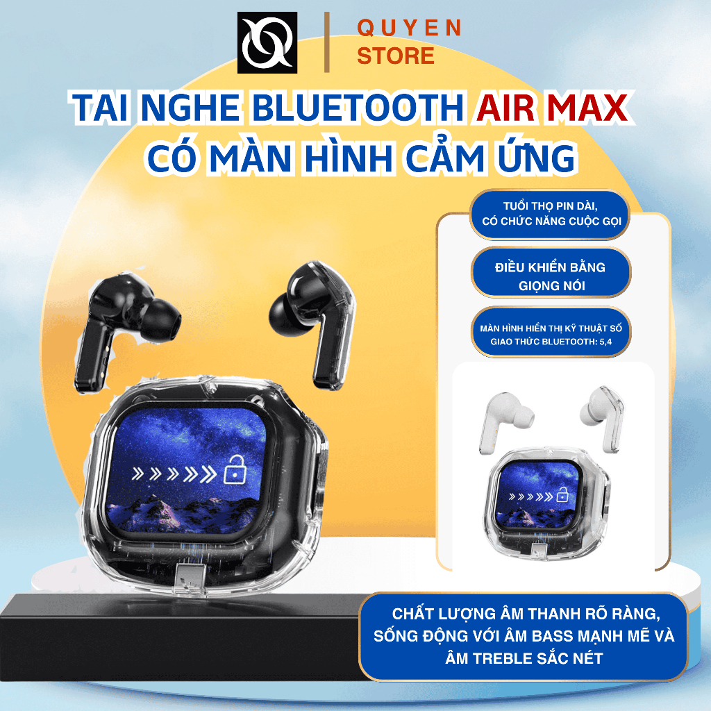 🎧 TAI NGHE BLUETOOTH AIR MAX 💥 MÀN HÌNH CẢM ỨNG •PIN TRÂU 24H • ÂM THANH SIÊU HAY •THIẾT KẾ HIỆN ĐẠI