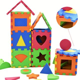 Bộ thảm xốp lắp ghép hình khối nhiều màu sắc cho bé tự do sáng tạo HT Toys