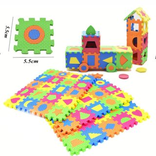 Bộ thảm xốp lắp ghép hình khối nhiều màu sắc cho bé tự do sáng tạo HT Toys