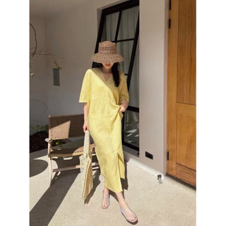 𝗗𝘂𝗻𝗻 𝗗𝗿𝗲𝘀𝘀 - |LY LINEN| - Đầm linen cổ V