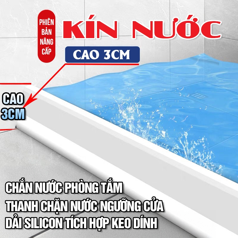 Kaleis Dải chặn nước nhà tắm bằng silicone dán Ngăn nước hiệu quả, chống trơn trượt, bền đẹp