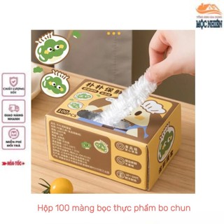 [Có hộp] Hộp 100 màng bọc thực phẩm dạng rút, thiết kế bo chun, co giãn - tiện dụng, hiệu quả