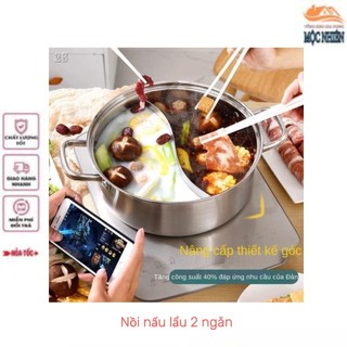 Nồi nấu lẩu 2 ngăn dùng cho mọi loại bếp, chất liệu inox siêu bền - tiện dụng, đa năng