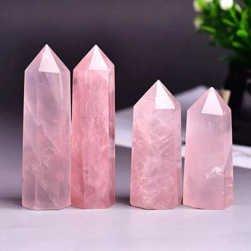 Trụ Thạch Anh Hồng tự nhiên ( Đá Rose Quartz) - Chữa lành, cân bằng cảm xúc, Đá thanh tẩy bài Tarot