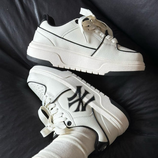Giày thể thao sneaker bigsize nam nữ MLB chunky NY độn đế tăng chiều cao màu đen trắng , sneaker thời trang cao cấp