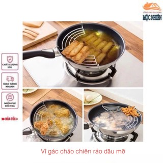 Vỉ gác chảo chiên ráo dầu mỡ, chất liệu inox siêu bền, tiện dụng