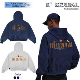 [DEAL MỞ BÁN] Áo Khoác HORSE HOODIE ZIP - Chất Nỉ Bông Premium Cotton Cao Cấp 360GSM Thêu LoGo Brand @D’KENDAL