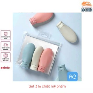 Set 3 lọ chiết mỹ phẩm, dầu gội, sữa tắm - tặng kèm túi zip