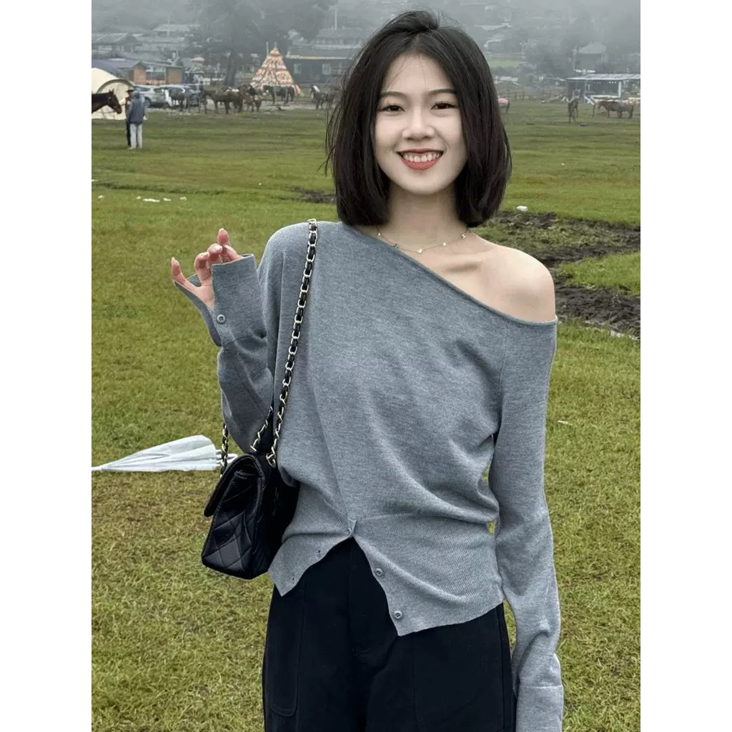Áo thun nữ dài tay lệch vai thanh lịch By.Thanhhuyen clothings - Top