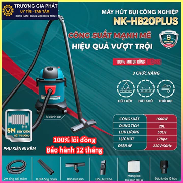 (Chính Hãng) Máy Hút Bụi Công Nghiệp NAKAWA NK-HB20PRO, Màng Lọc HEPA, 1700W, Hút Khô, Hút Nước, Thổi Bụi, Lọc Bụi Mịn