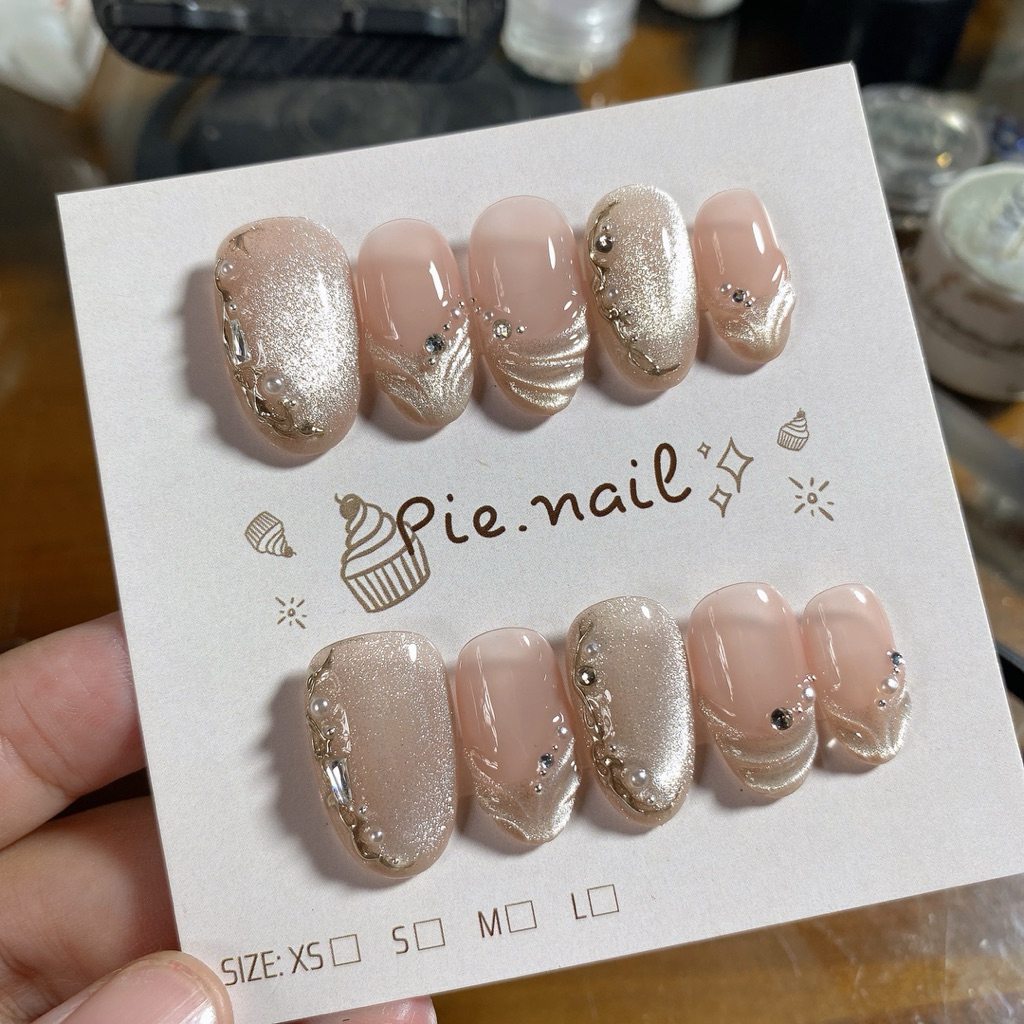 435. nailbox mắt mèo kim cương nude