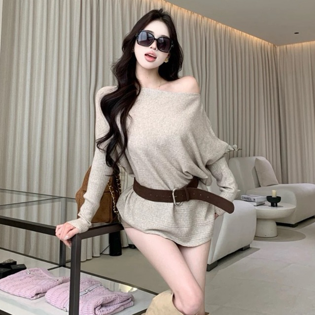* Áo len trễ vai nữ siêu tôn dáng by.Thanhhuyen clothings A123