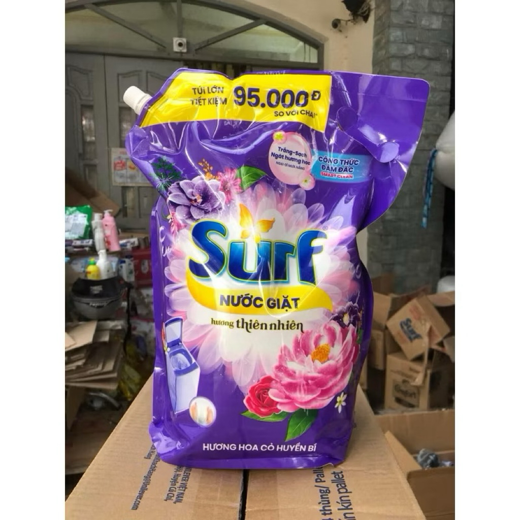 (túi 3.6kg) NƯỚC GIẶT SURF TÚI MÀU TÍM HOA CỎ HUYỀN BÍ - SURNG