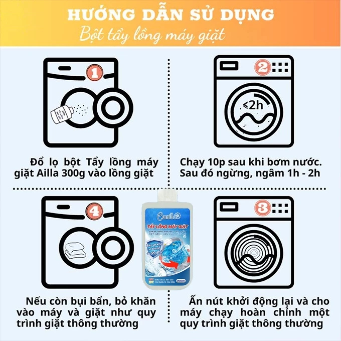 Camilla Tẩy Lồng Máy Giặt Bảo Vệ Gia Đình Loại Bỏ 580 Lần Nấm Mốc và Bụi Bẩn Lọ 300g