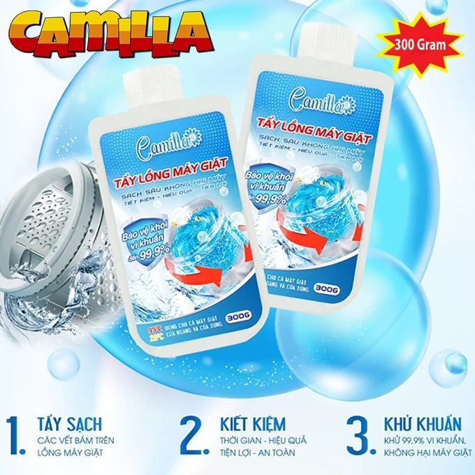 Camilla Tẩy Lồng Máy Giặt Bảo Vệ Gia Đình Loại Bỏ 580 Lần Nấm Mốc và Bụi Bẩn Lọ 300g