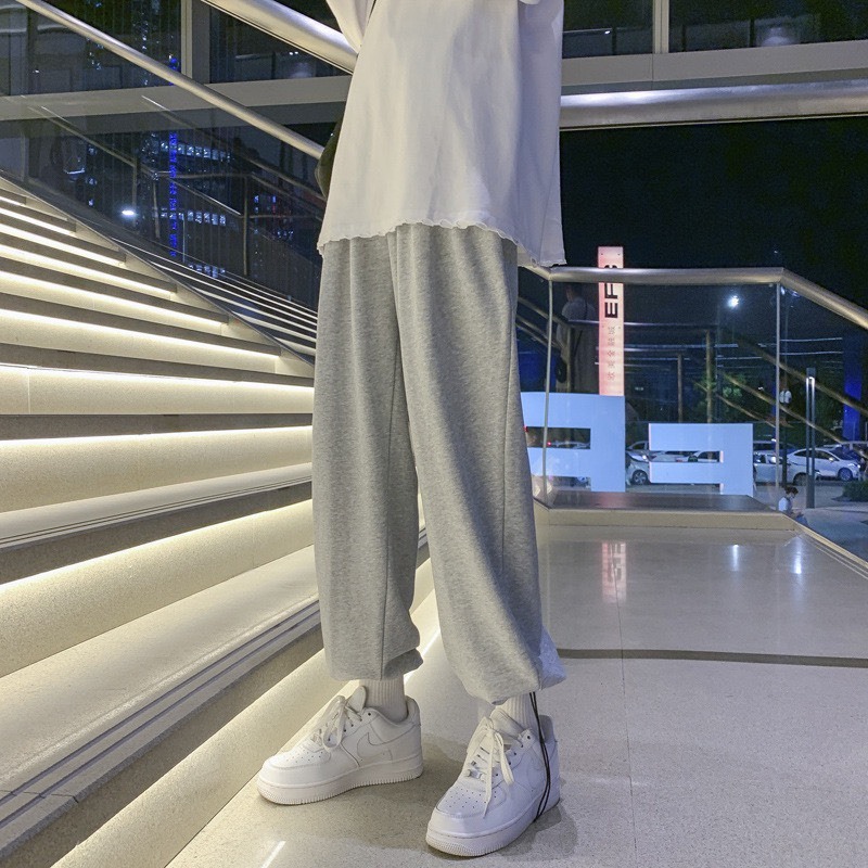 QUẦN JOGGER NỈ DÀY DÂY RÚT CHÂN NAM NỮ, QUẦN DÀI ỐNG RỘNG MẶC 2 KIỂU K1