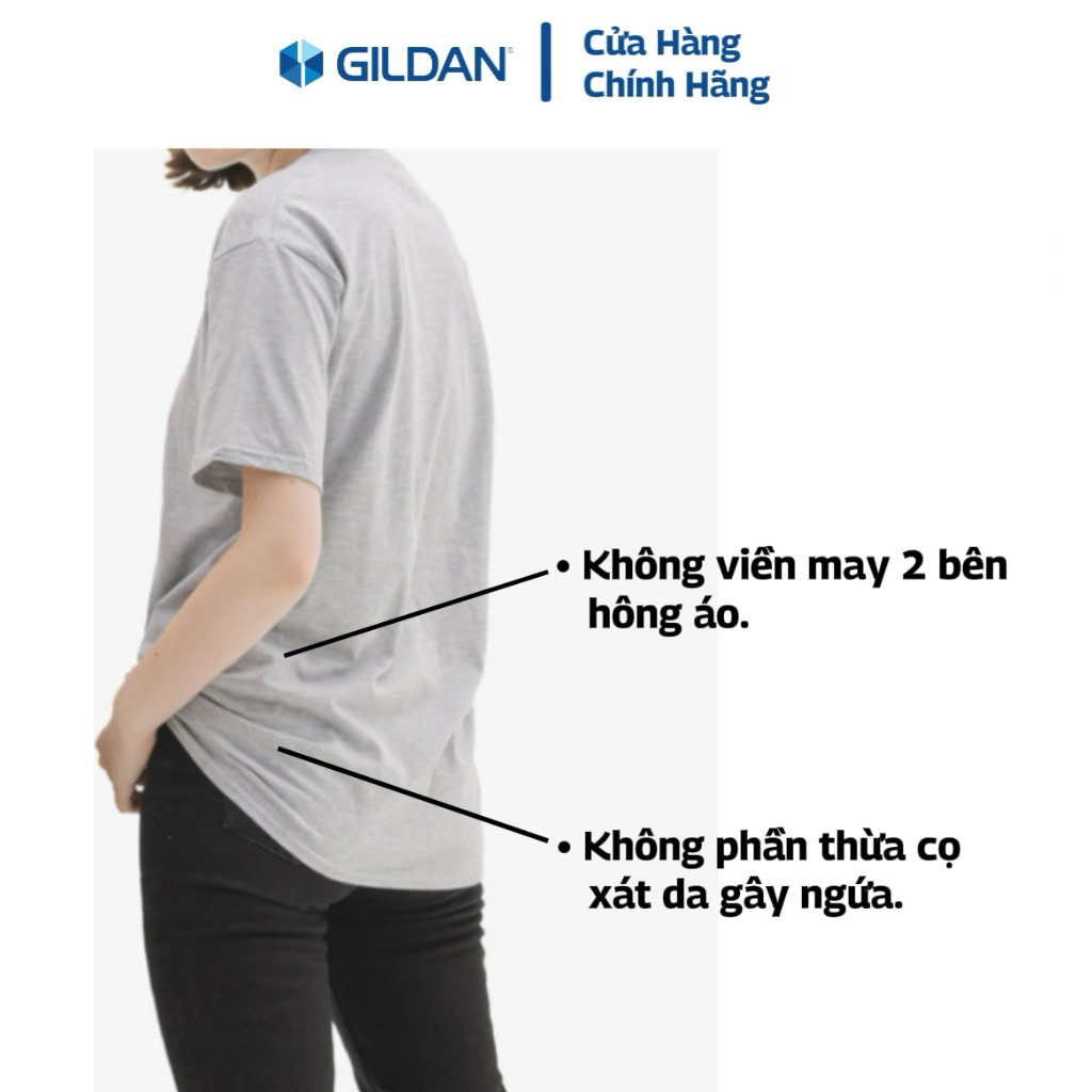 GILDAN - Áo Thun Trơn Unisex Chính Hãng từ Mỹ 100% Cotton Cao Cấp Mềm Mại Thoáng Mát, Áo Thun Nam Nữ Cặp Đôi và Gia Đình