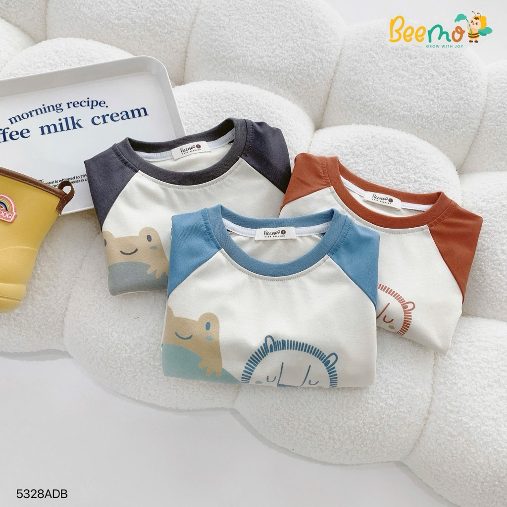 Áo thun dài tay Raglan in hình Beemo chất liệu co giãn thoải mái cho bé trai 9-24kg