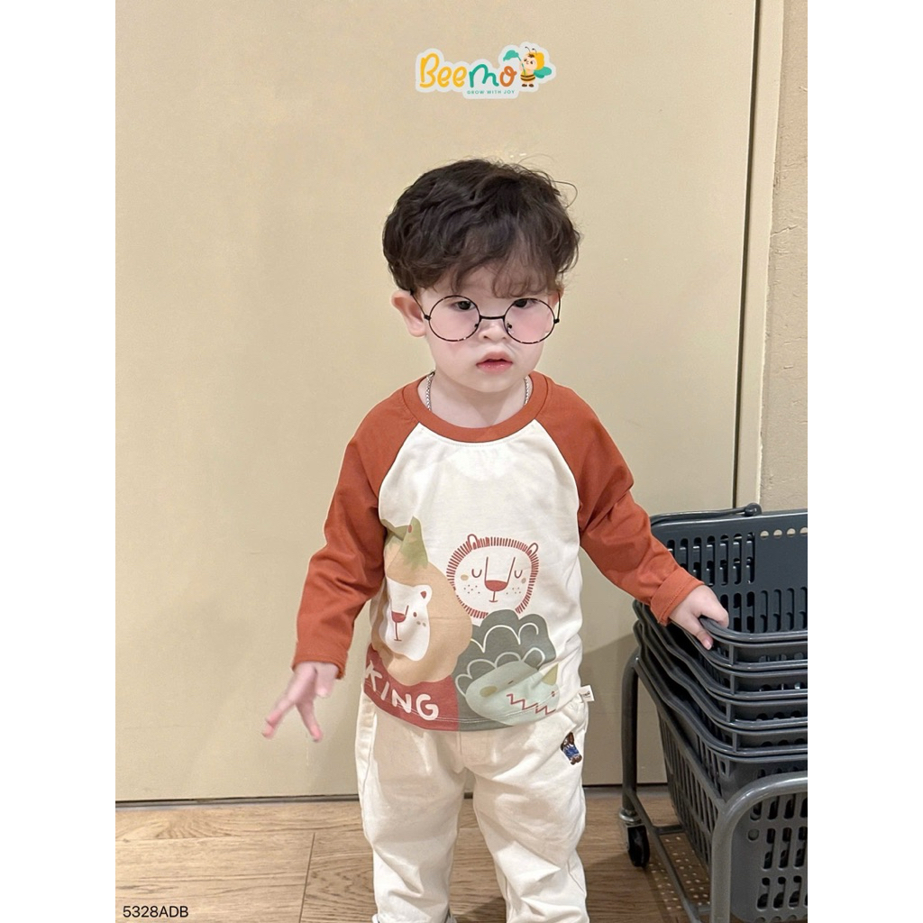 Áo thun dài tay Raglan in hình Beemo chất liệu co giãn thoải mái cho bé trai 9-24kg