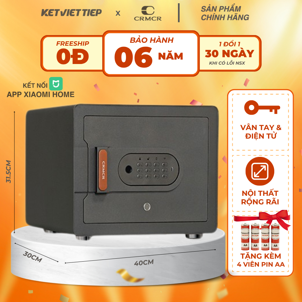 Két sắt Xiaomi CRMCR 30MS Khóa Vân Tay Điện Tử Kết Nối APP Điện Thoại