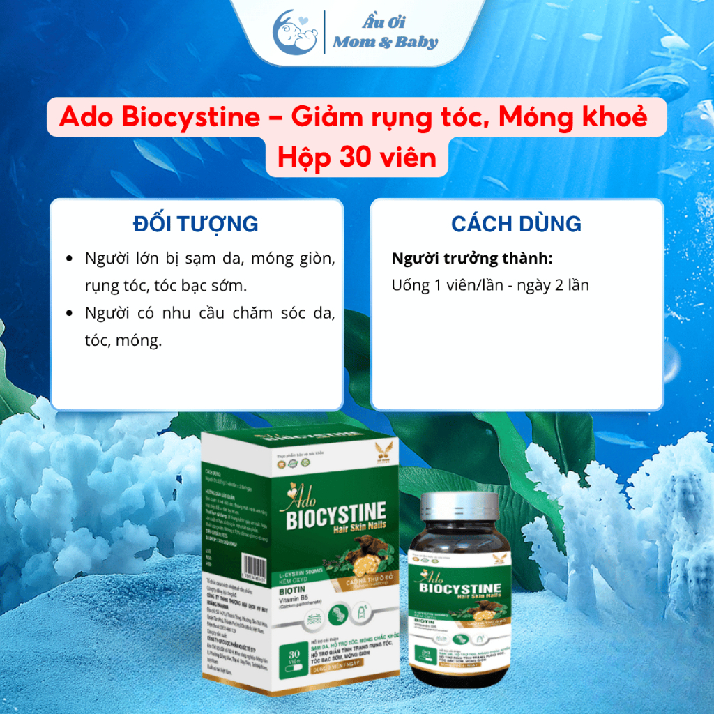 [COMBO MỌC TÓC] Ado Biocystine Ferum Gold Hỗ Trợ Mọc Tóc, Dưỡng Móng, Bổ Sung Máu Tạo Hồng Cầu