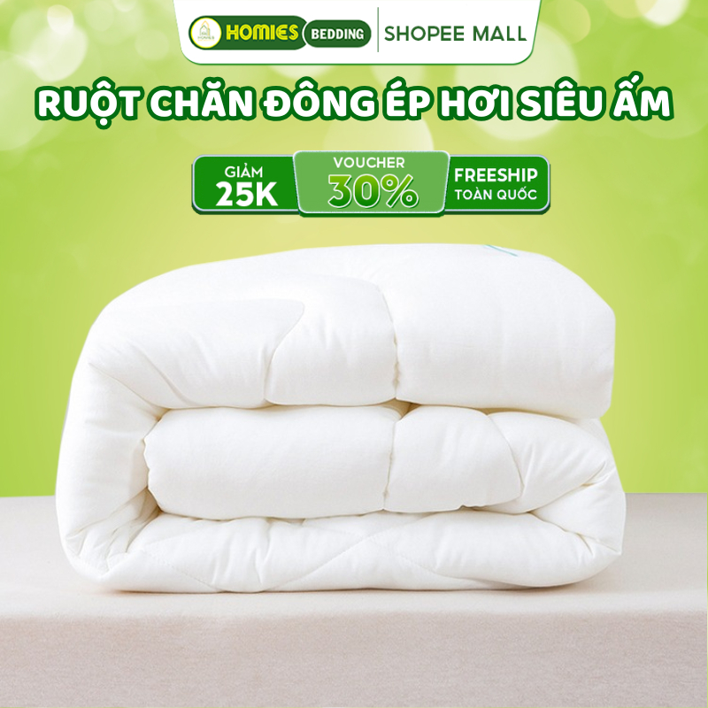 Ruột Chăn Đông HOMIES Bedding & Décor Ép Hơi Chất Liệu Bông Trắng Kích Thước 2m x 2m2