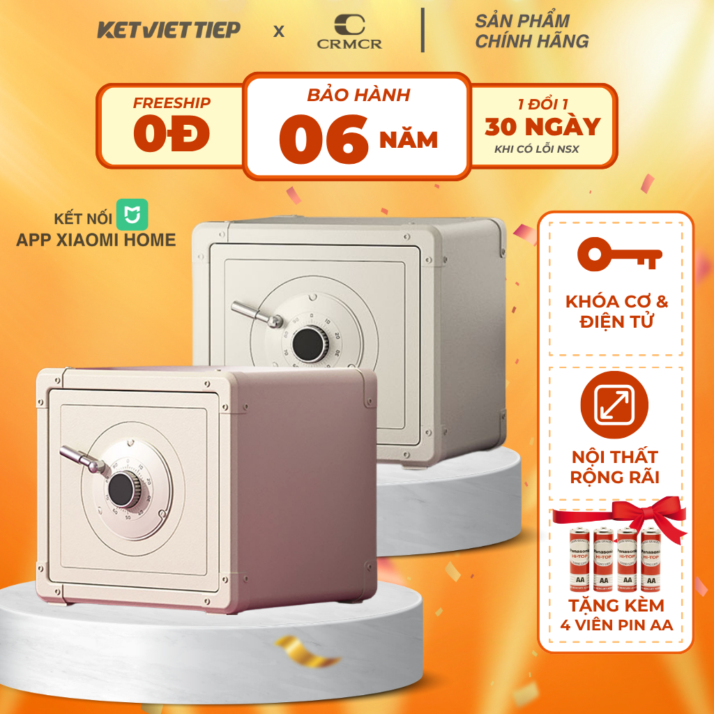 Két sắt mini thông minh Xiaomi CRMCR 30J Nặng 16KG kết nối APP Điện Thoại khóa cơ + điện tử