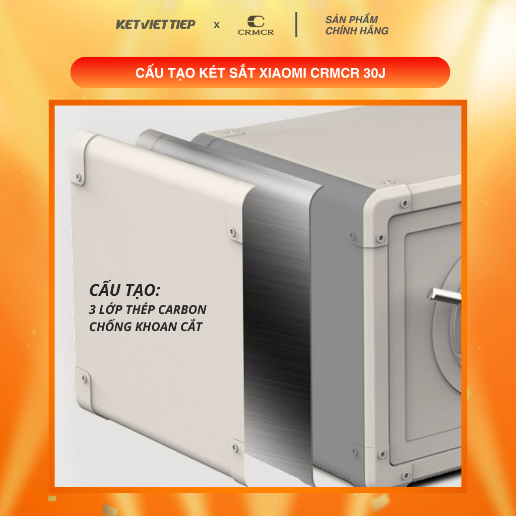 Két sắt mini thông minh Xiaomi CRMCR 30J Nặng 16KG kết nối APP Điện Thoại khóa cơ + điện tử