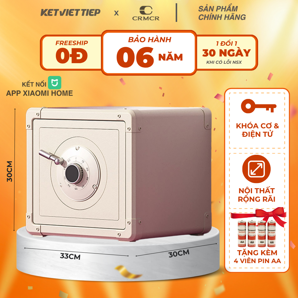 Két sắt mini thông minh Xiaomi CRMCR 30J Nặng 16KG kết nối APP Điện Thoại khóa cơ + điện tử