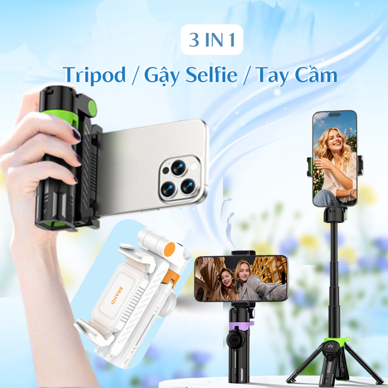 Gậy selfie cho điện thoạ mini YF01 Gậy chụp ảnh 3In 1 Có Bluetooth Tripod quay video Xoay 360 Độ