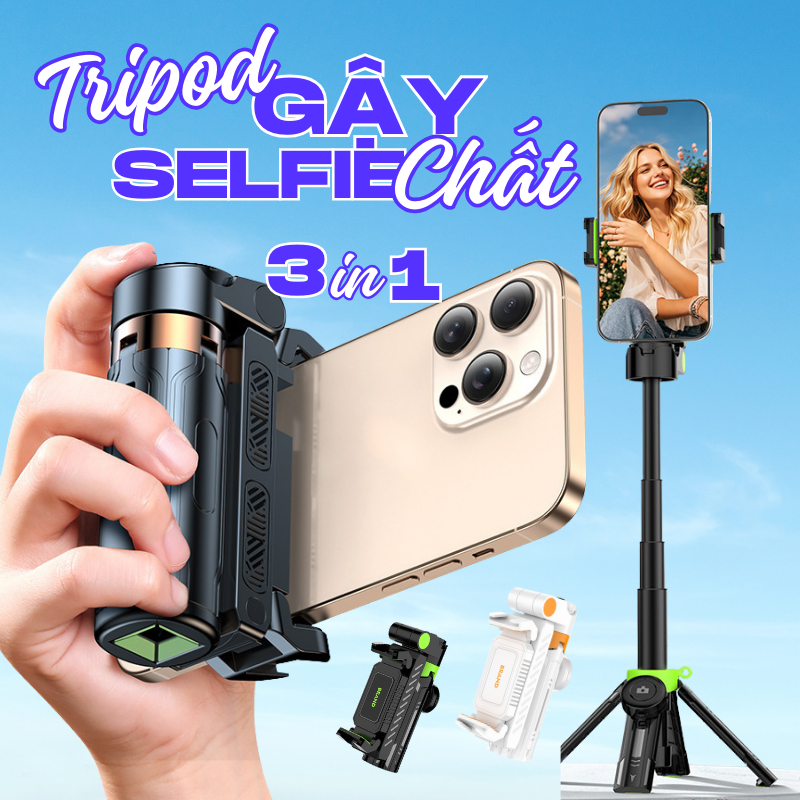 Gậy selfie cho điện thoạ mini YF01 Gậy chụp ảnh 3In 1 Có Bluetooth Tripod quay video Xoay 360 Độ