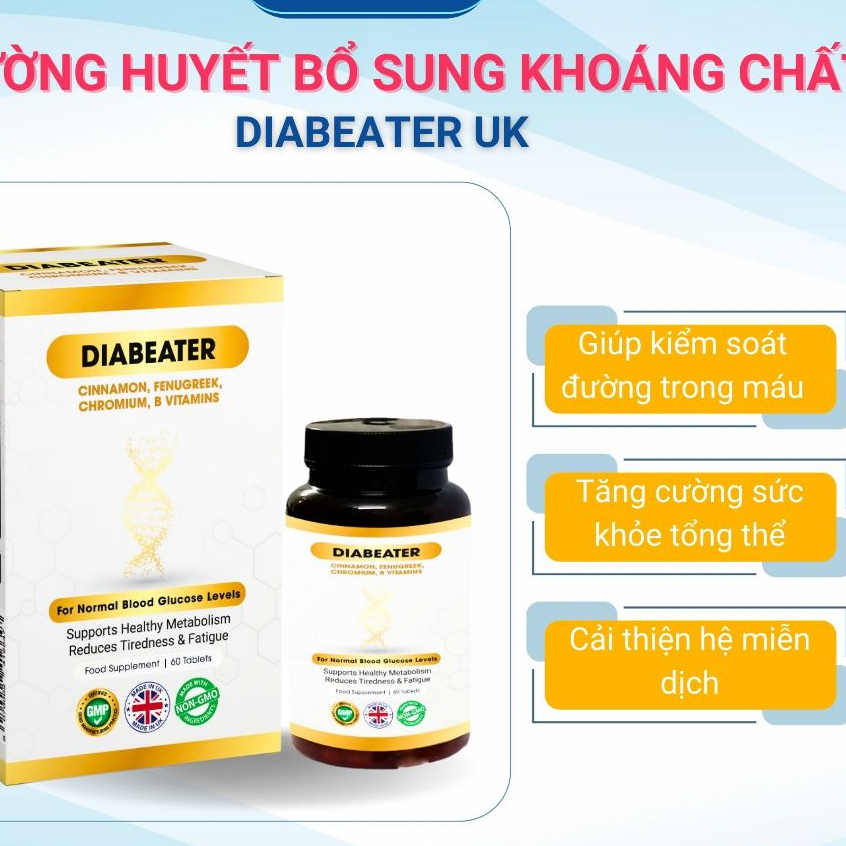 [CHÍNH HÃNG - CÓ QUÀ] Viên Uống Diabeater UK - Giảm Đường Huyết Bổ Sung Vitamin Khoáng Chất