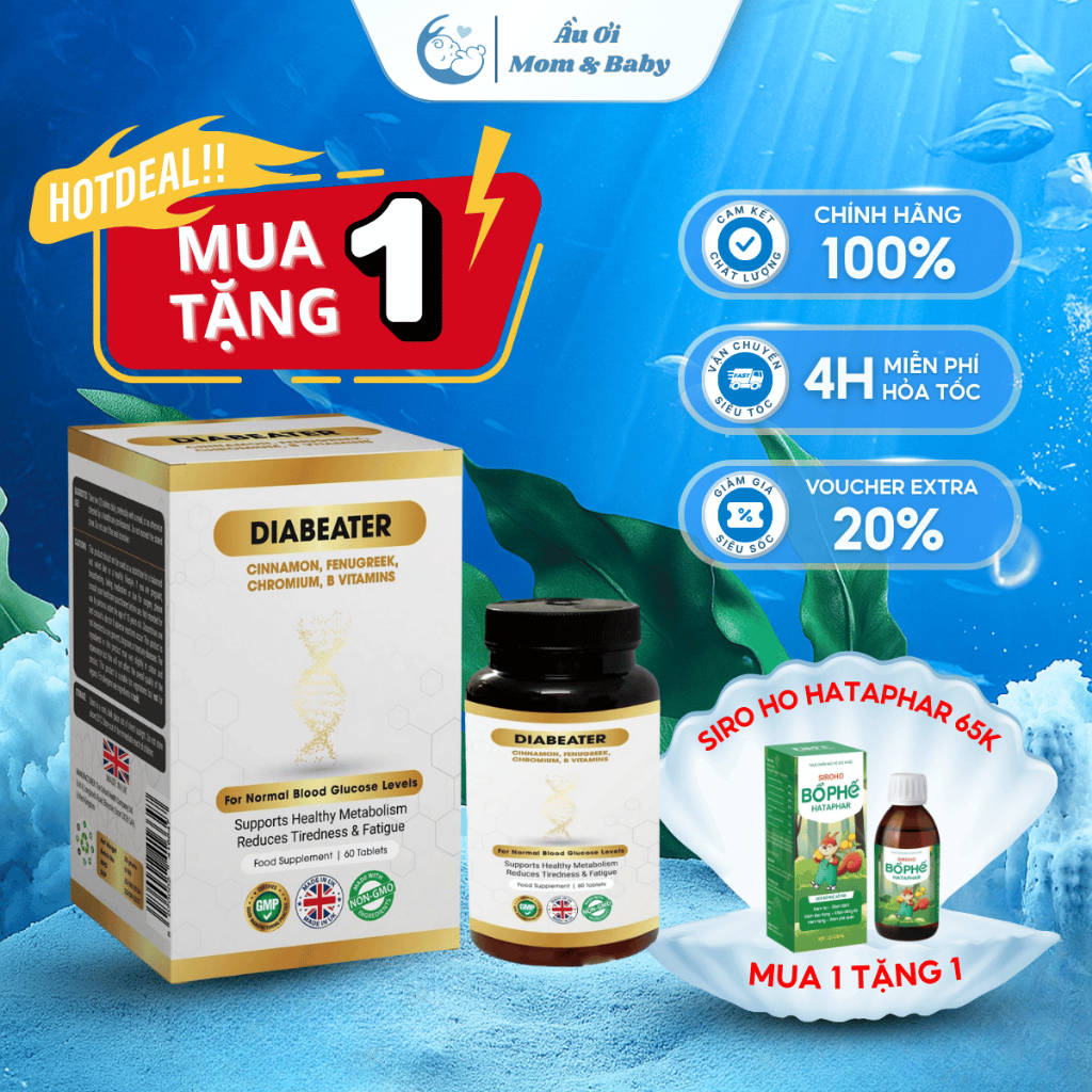 [CHÍNH HÃNG - CÓ QUÀ] Viên Uống Diabeater UK - Giảm Đường Huyết Bổ Sung Vitamin Khoáng Chất