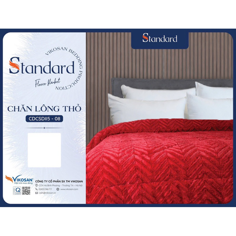 Chăn Lông Thỏ VIKOSAN Standard CHÍNH HÃNG 200x230cm 5kg - Hàng Công Ty VIKOSAN Mềm Mịn, Ấm Áp HANNA BEDDING