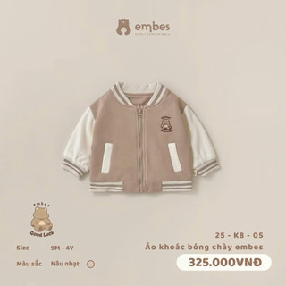 Áo Khoác Bé Trai Embes, Áo Khoác Bomber Phối Màu Chất Nỉ Dày Dặn Mặc Thu Đông Cho Bé Trai Từ 8-18kg