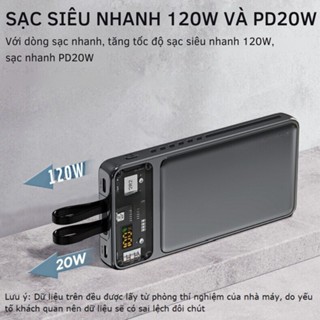 Sạc dự phòng Led 30000mah Sạc nhanh 120W Tích hợp sẵn 2 dây sạc LN và Type C Màn hình hiển thị Pin