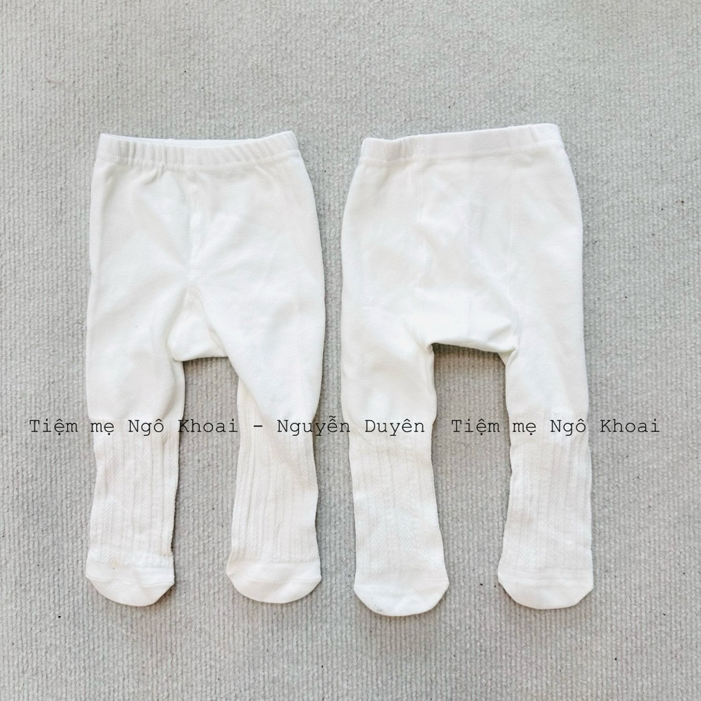 [MD229] 0-6M Quần tất len trắng basic mềm mại ấm áp cho em bé
