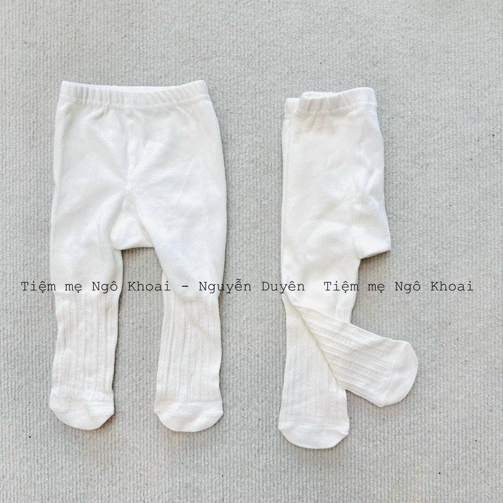 [MD229] 0-6M Quần tất len trắng basic mềm mại ấm áp cho em bé