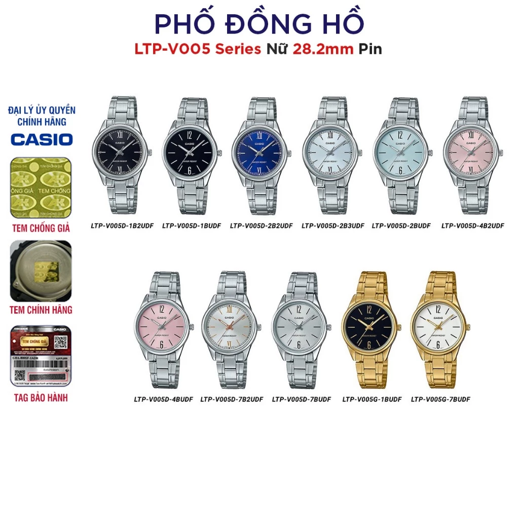 Đồng hồ nữ Casio LTP-V005 dây kim loại chính hãng
