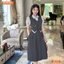 Đầm thiết kế BEMINE cổ sơ mi phối sọc giả khoác dáng chữ A phù hợp đi làm-B129