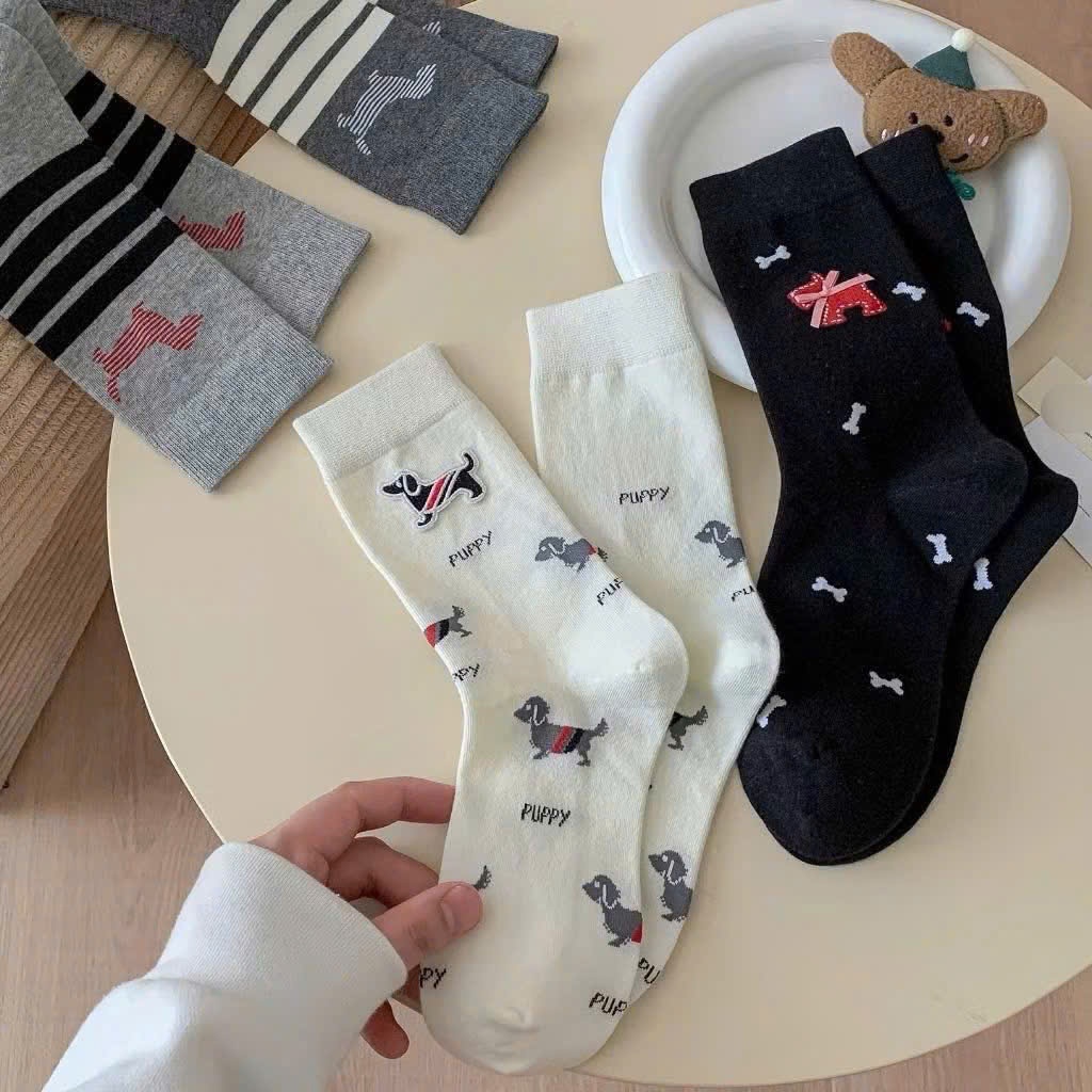 LỐ 8 ĐÔI TẤT GHI HOẠT HÌNH CỔ CAO SIÊU XINH CHO NỮ