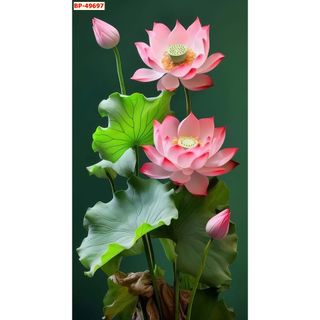Tranh Lụa Hình Hoa Sen Thanh Khiết (KHỔ DỌC) Phù Hợp Decor Spa, Phòng Thiền Thư Giãn