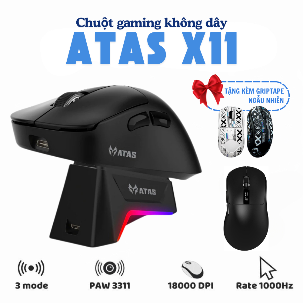 Chuột Gaming Bluetooth Không Dây Chip PAW3395 Xinmeng MS301 Siêu