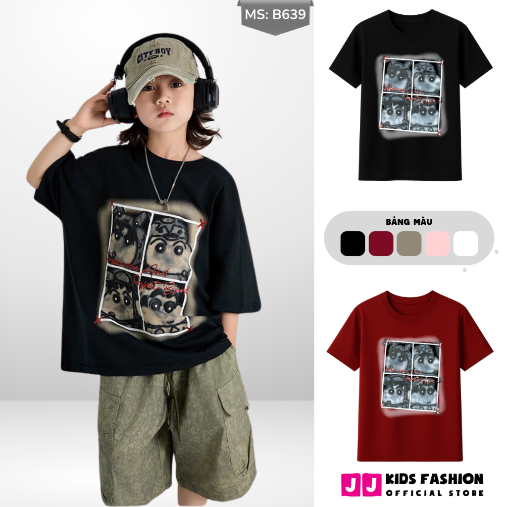 Áo Thun Ngắn Tay Mùa Hè Cho Bé Trai, Bé Gái In Hình Năng Động, Cổ Tròn B639 | JJ Kids Fashion
