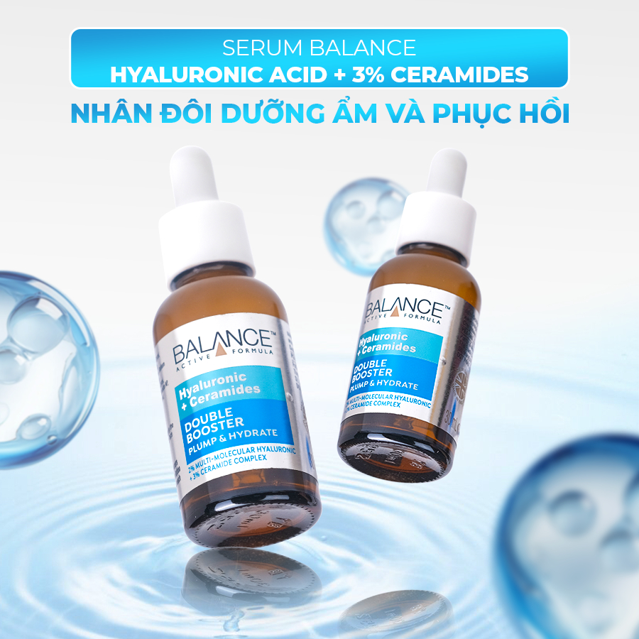 Tinh chất dưỡng ẩm Balance Active Hyaluronic & Ceramides Double Booster 30ml