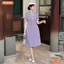 Đầm thiết kế BEMINE cổ tròn có dây nơ phối bèo dáng chữ A phù hợp đi làm-MT11094