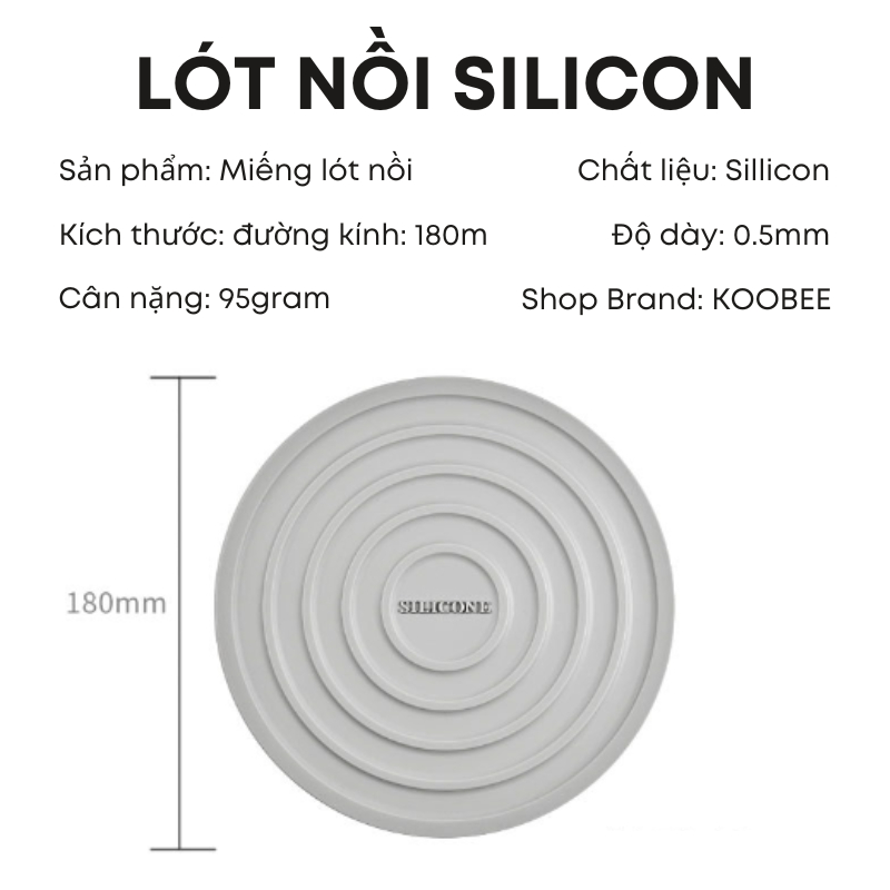 Miếng Lót Nồi Silicon KOOBEE – Chống Nóng, Chống Trượt, Cách Nhiệt Tốt, Nhiều Màu Bắc Âu Sang Trọng | 053
